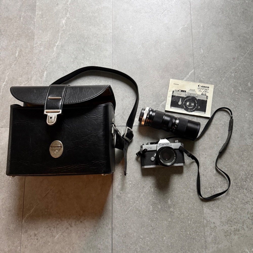 Vintage Canon TX 35mm Film Camera Kit with 50mm Lens Case Untested